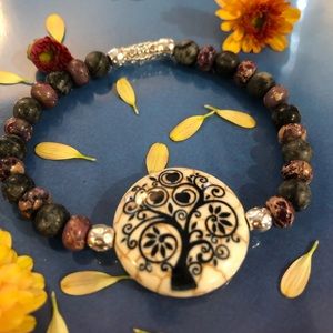 Gray & Purple Bracelet w/White Center Tree
